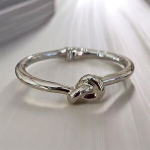 Silver Knot Hinge Bangle Bracelet